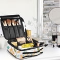 thumbnail image 5 of FORMRS Travel Makeup Bag Large Capacity Train Case Cosmetic Organizer with Adjustable Dividers, Orange Retro Flower, 5 of 8