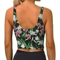 thumbnail image 4 of Goofa Lilies Flowers Printed Sports Bras for Women, High Impact Running Bra Workout Crop Tank Tops Longline Sports Bra Push up-Small, 4 of 9