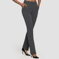 thumbnail image 2 of vigerkar Women's Stretch Yoga Pants -High Waist Bell Bottoms Trouser,Pull-On Office Slacks,with Pockets Dark Gray, S, 2 of 5