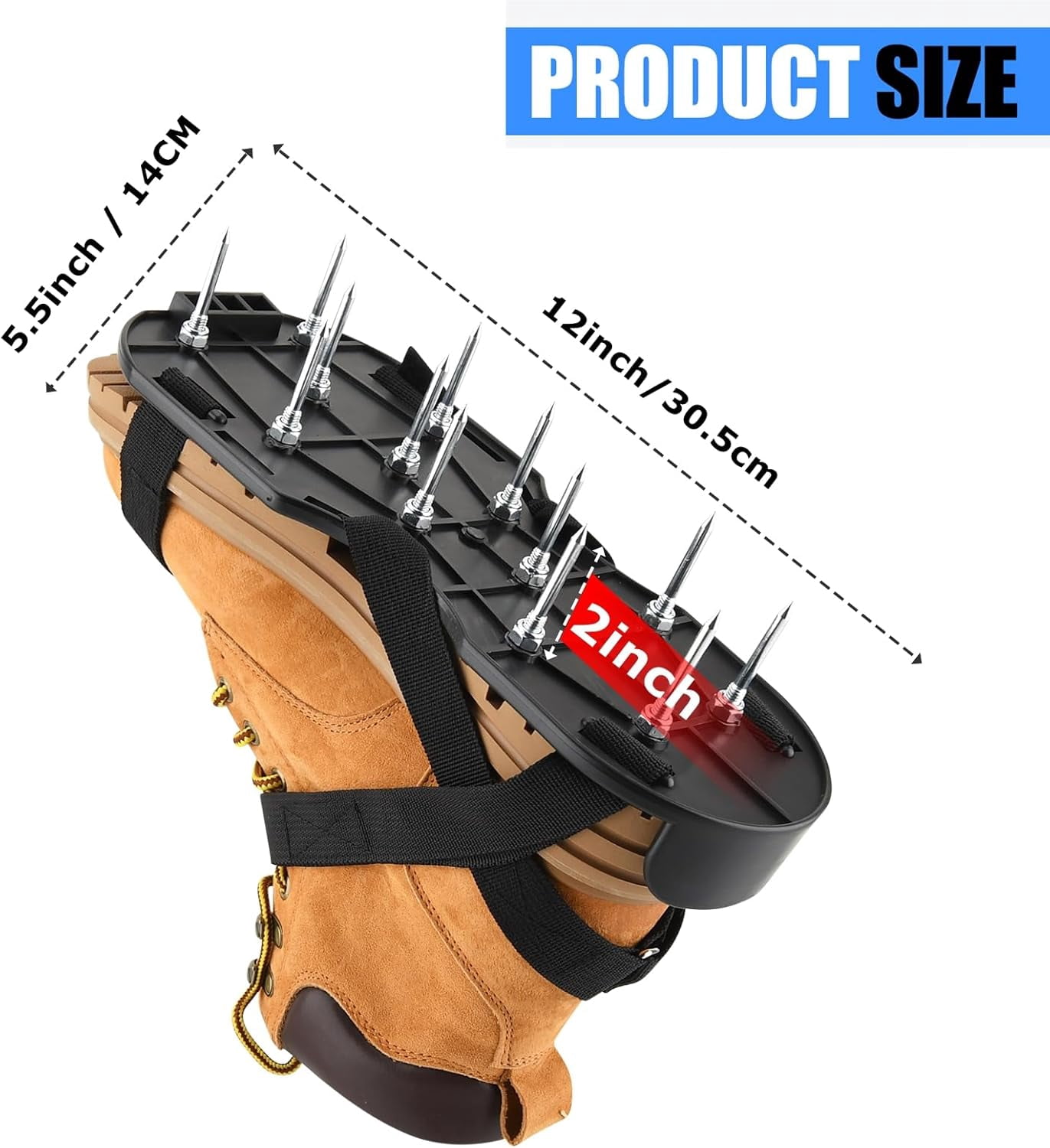 RGHJAR-Lawn Aerator Shoes for Lawn,Aerator Shoes Tool with Adjustable Straps,Heavy Duty Spiked Aerating Shoes with 13 Heavy-Duty Metal Spikes,Perfect Aerator Lawn Tool for Lawns,Gardens and Courtyard