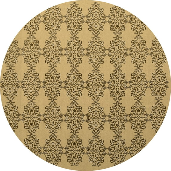 Ahgly Company Indoor Round Abstract Brown Contemporary Area Rugs, 7' Round