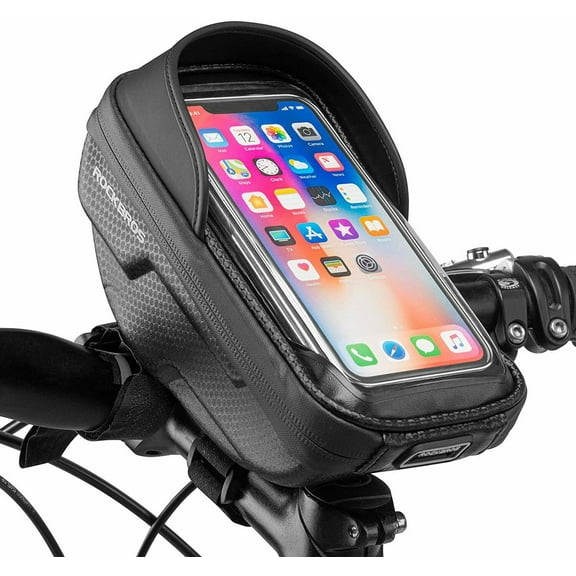 ROCKBROS Bike Top Tube Bag with Phone Holder Hard Shell Sun Visor Waterproof 1L
