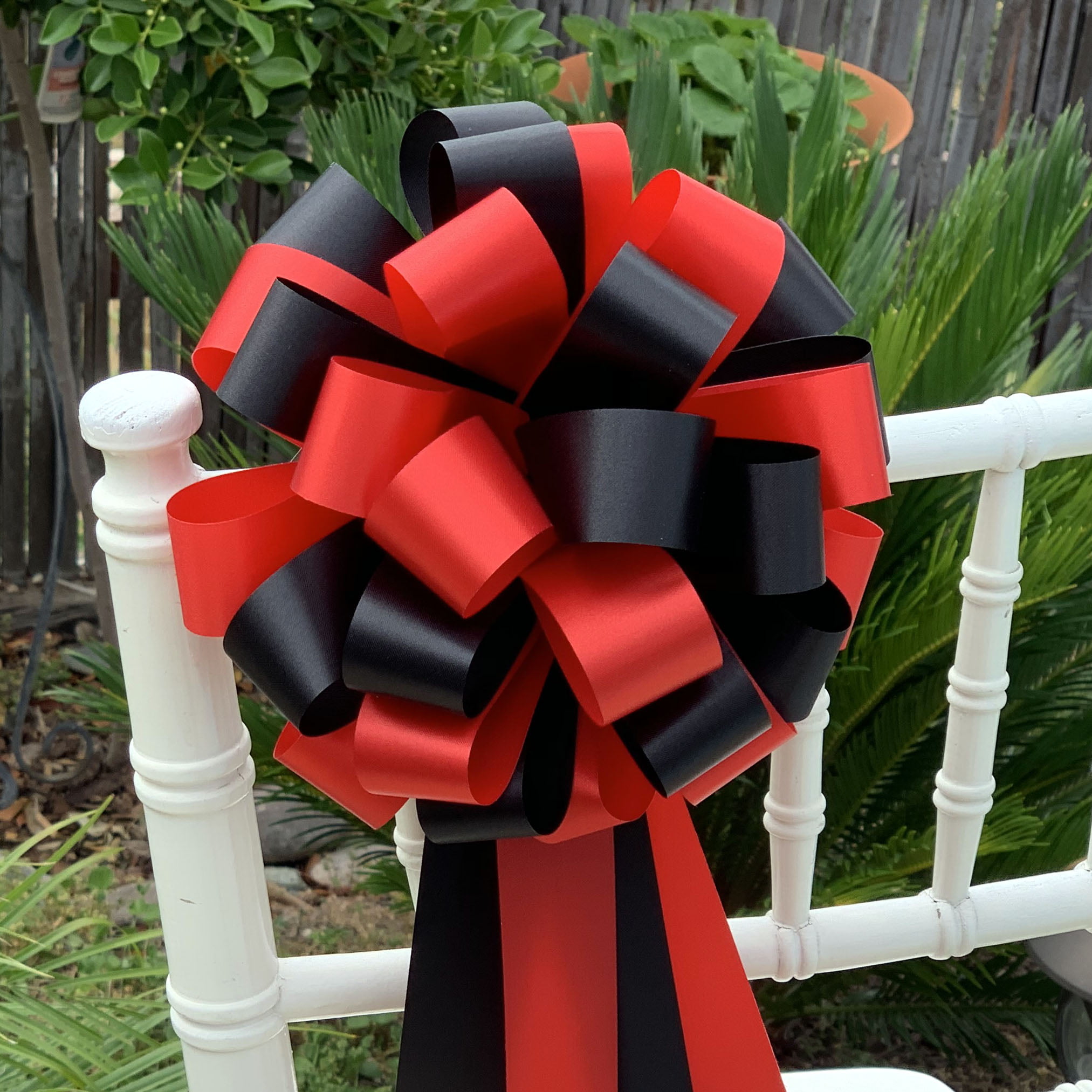 Large Dark Red Gift Wrap Pull Bows - 5 Wide, Dark Red Ribbon Big Pull  Flower Bows for Halloween Gifts and Presents, Set of 6 (Red)