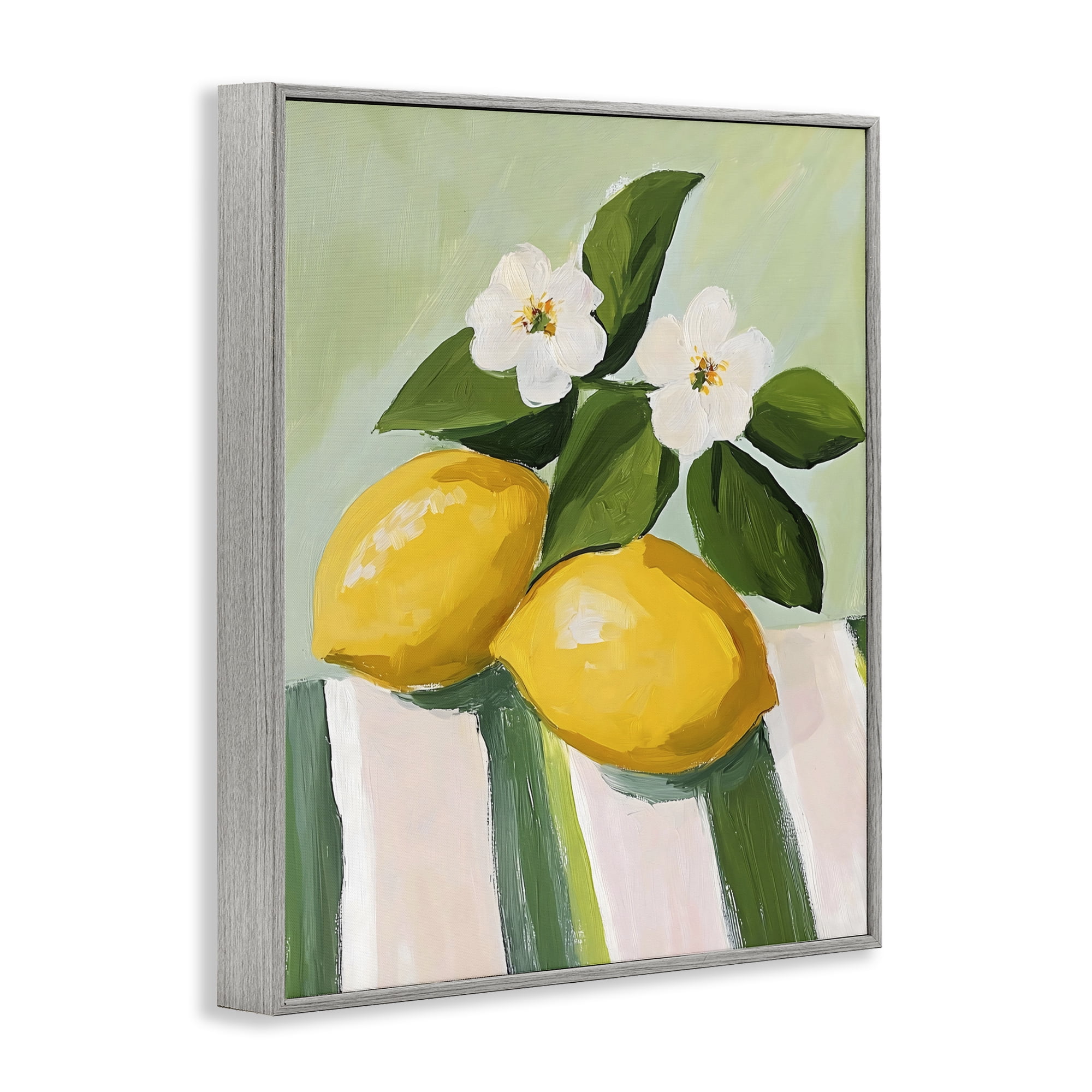 Stupell Industries Lemons And Daisies on Tablecloth Gray Framed Giclee Art, design by The Prints Vibe