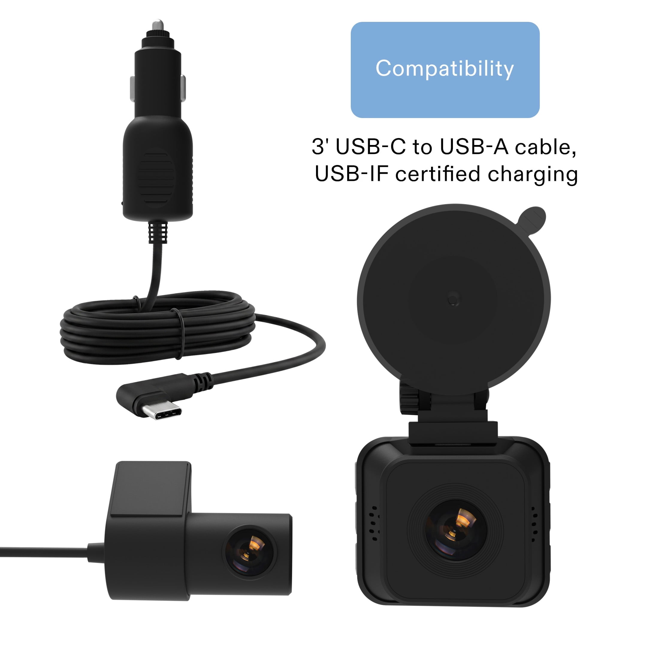 onn Full HD 1080p Dash Cam Front and Rear Set