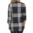 thumbnail image 3 of Plaid Camisas pullover V Masajeadores de cuello manga larga casual color bloque moda Plaid camisa túnica para las mujeres, 3 of 7