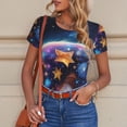 thumbnail image 4 of KLL Women 's Crew Neck Bodysuit Jumpsuits Colorful Star River Squirrel Print Short onesies Stretch T Shirts, 4 of 5