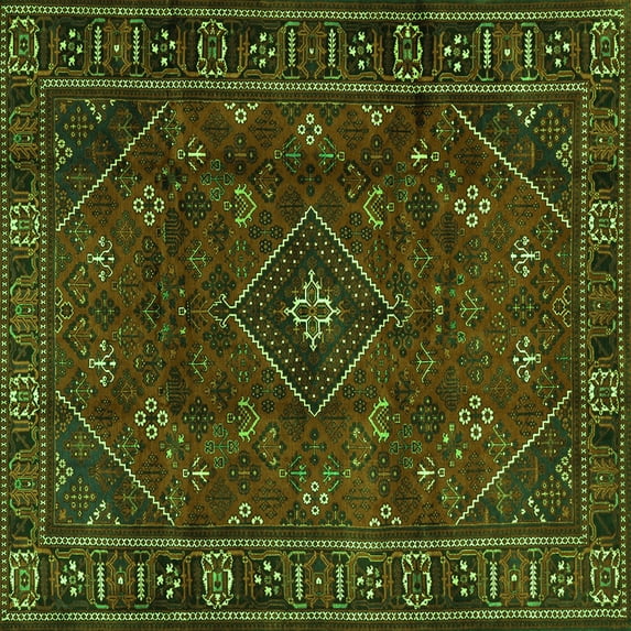 Ahgly Company Indoor Square Persian Green Traditional Area Rugs, 4' Square