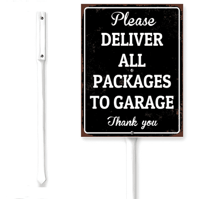 Kurmntregon Deliver All Packages To Garage Yard Sign With Stake Delivery Instructions Neighborhood Farm Lawn Prop Walkway Porch Decorations,Street Wildflowers Outdoor Aluminium Décor 8x12"