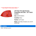 thumbnail image 2 of Left Outer Tail Light Housing - Compatible with 2006 - 2011 Buick Lucerne 2007 2008 2009 2010, 2 of 2