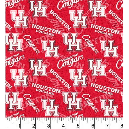 University Of Houston 100% Cotton Quilting Fabric 44" By The Yard