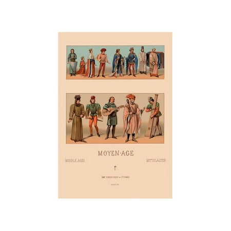 Historical Figures, Civil Costumes, And Military Garb of Medieval France Print (Unframed Paper Print 20x30)