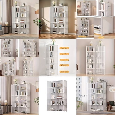Portable 5-Tier Folding Wardrobe - White Metal Frame with Hanging Rods & Shelves, Space-Saving Closet