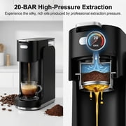 GVODE 4-in-1 Single Serve Coffee Maker, 3-Second Heat-Up, 20 Bar Espresso Machine, for K-Cup, Nespresso Original, DG Pods & Grounds, Black