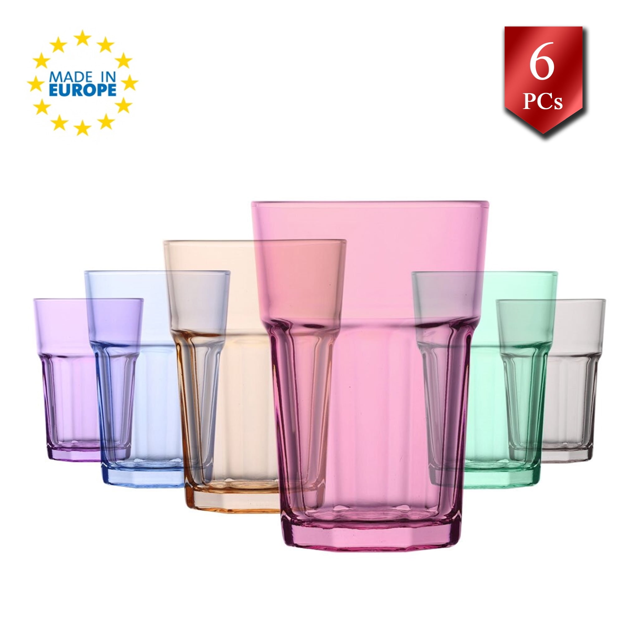 Plastic Tumbler Soda Cups 16 pc Set Drinking Glasses Water Tea 20oz Juice Color 