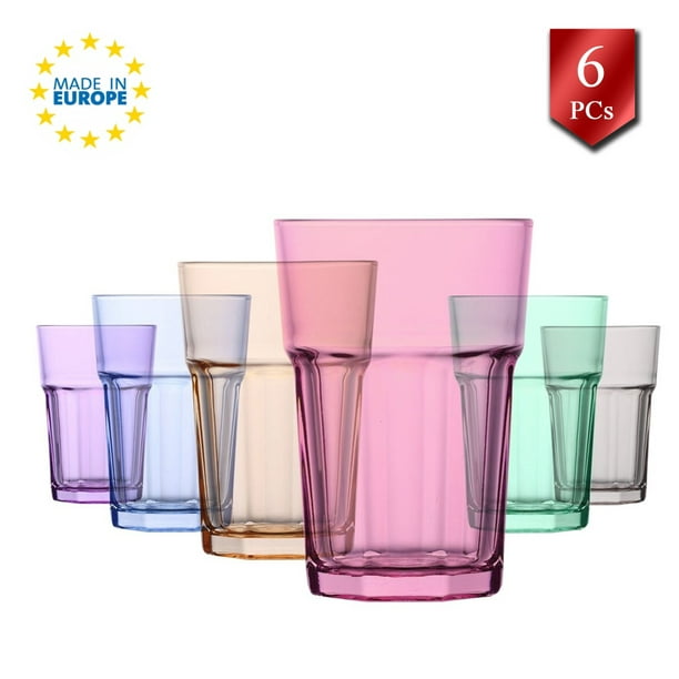 Lav Beverage Glasses Set Of 6 Drinking Glasses Highball Colorful Kitchen Glassware Set 12 25