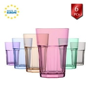 Lav Beverage Glasses Set of 6, Drinking Glasses, Highball Colorful Kitchen Glassware Set, 12.25 oz