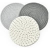 3 Pcs Cotton Thread Weave Hot Pot Holders, Multi-use Hot Mats Non-Slip Stylish Coasters Insulation Hot Pads Trivet for Cooking and Baking,Grey Set