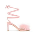 thumbnail image 3 of BLISSFUL STEP Women's Lace Up Square Toe Chunky Heels Sandals Pink 11, 3 of 7