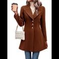 thumbnail image 3 of Abrigo de Invierno de Mezcla de Lana Color Camel para Mujer, Hasta la Rodilla, con Solapa y Muesca, Chaqueta de Abrigo con Botonadura Única Color Café M, 3 of 9