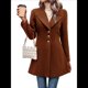 thumbnail image 3 of Abrigo de Invierno de Mezcla de Lana Color Camel para Mujer, Hasta la Rodilla, con Solapa y Muesca, Chaqueta de Abrigo con Botonadura Única Color Café M, 3 of 9