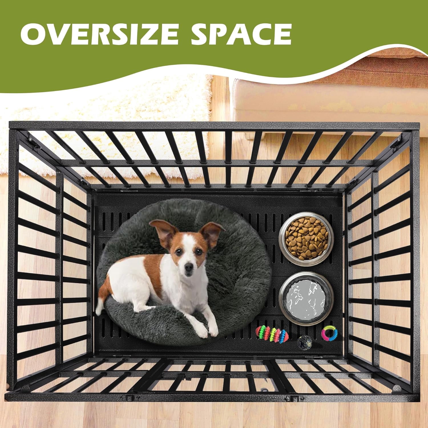 Haverchair Heavy Duty Indestructible Dog Crates for Large Dogs - 38 inch Folding Dog Kennel Extra Large Cage Crate, High Anxiety Dog Crate Indoor with Lockable Wheels, Double Door, Removable Tray