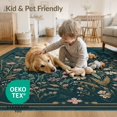 thumbnail image 4 of ODIKA 8'x10' Washable Area Rug Midnight Blue Enchanted Forest Whimsical Night Scene with Deer and Flora for King Size Bedroom Under Bed, Master Suite, Non-Shedding, Easy Care, 4 of 7