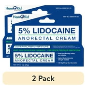 (2 pack) HemRid Maximum Strength Lidocaine Cream for Pain Relief. Fast-Acting Hemorrhoid Treatment Cream with 5% Lidocaine.