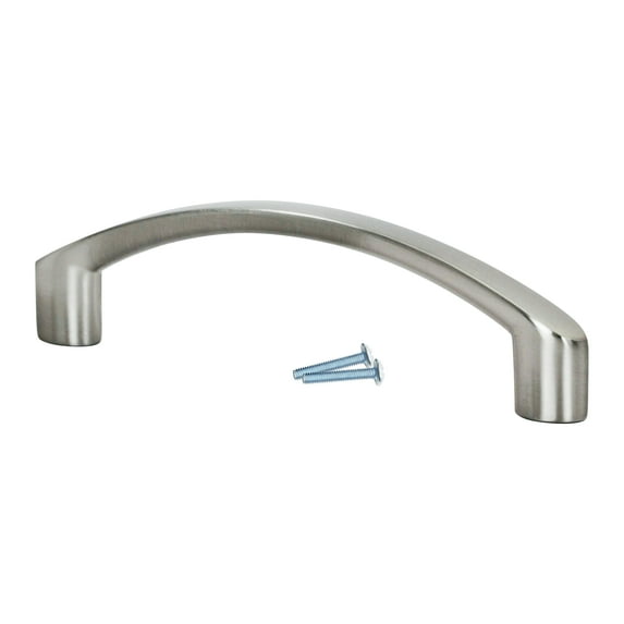 2 Pack Rok Arch Style 3-3/4" Hole Centers, Length 4-9/32", Brushed Nickel Finish Cabinet Pull