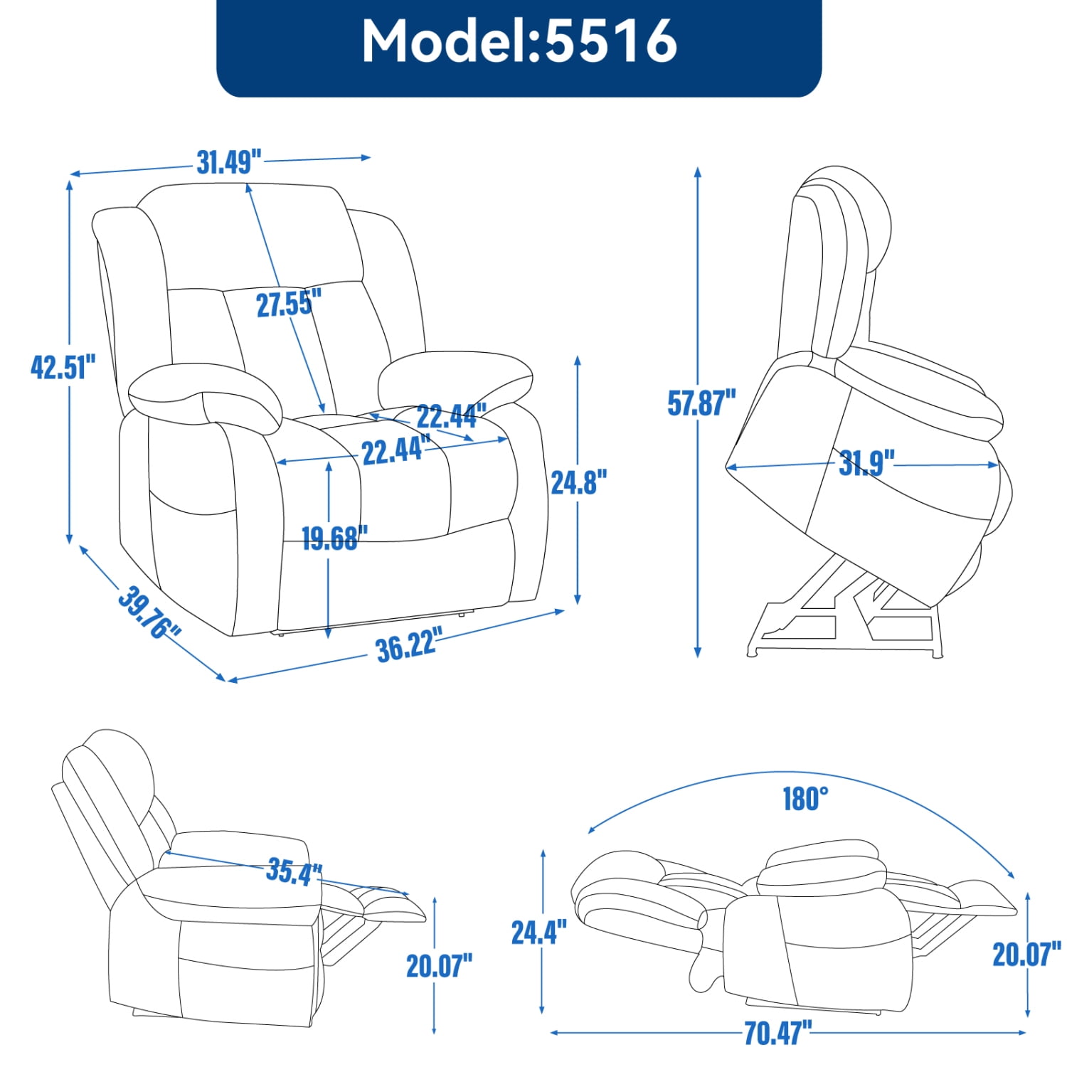 Newboti Furniture Dual Motor Infinite Position Up to 350 LBS Electric Medium size Genuine Leather Black Power Lift Recliner Chair with 8-Point Vibration Massage and Lumbar Heating 99318