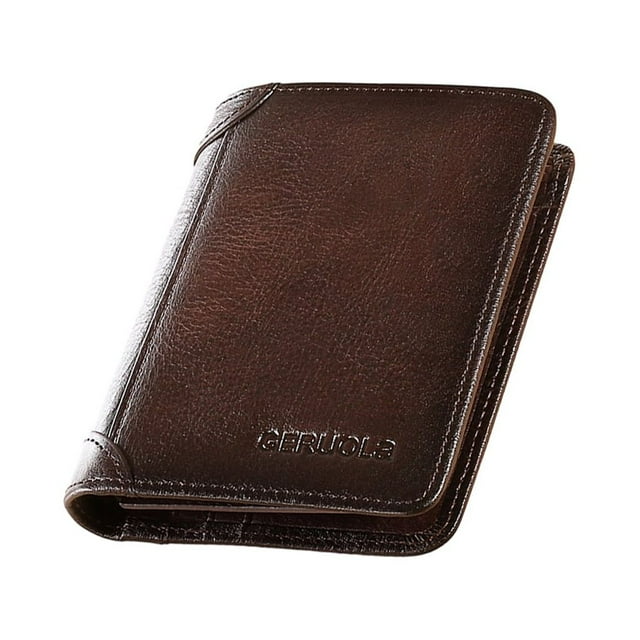 keepw Leather Men Wallet Small ID Credit Card Holder Trifold Pocket Retro Bifold Short Multi-Function Purse Money Coffee Three-folding