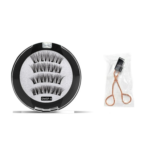 False Eyelashes Kit 1 Pair Fake Eyelashes with Stainless Steel False Eyelashes Extension Applicator Tool for Applying Magnetic Eye Lashes Clip Tweezers Magnetic Eyelashes Set