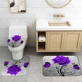 thumbnail image 3 of 4 Pcs Bathroom Shower Curtain Set Navy Rose Shower Curtain Bathroom Sets Valentine's Day Shower Curtain Sets with Rugs(Bath Mat,U Shape and Toilet Lid Cover Mat) and 12 Hooks,72 x 72 Inch, 3 of 7