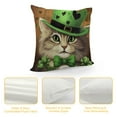 thumbnail image 4 of ONETECH  Happy St Patricks Day Lucky Cat Clover Throw Pillow Cover,  Shamrock Cushion Case Decoration for Sofa Couch, 4 of 5