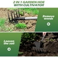 thumbnail image 4 of Walensee 2 in 1 Hoe Garden Tool, 63 Inch Garden Hoe Cultivator and 5-Tines Rake with 37-63 Inch Adjustable Long Handle, Weeding Tools Hand Tiller for Yard Lawn Flower Beds Planting Gardening Digging, 4 of 9