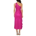 thumbnail image 3 of INSPIRE CHIC Women's One Shoulder Dress Sparkly Ruched Ruffle Bodycon Cocktail Dress S Hot Pink, 3 of 6