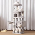 thumbnail image 2 of Cat Tree with Large Platform Multi-Level Cat Tower with Caves Cat Condo with Sisal Scratching Posts Top Perch and Hammock for Indoor Cats Basket Smoky HCTG, 2 of 9
