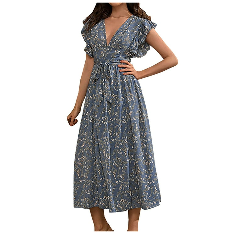 Fashion Elegant The stars Split Joint Flounce V Neck A Line Dresses Fashion Elegant The stars Split Joint Flounce V Neck A Line Dresses