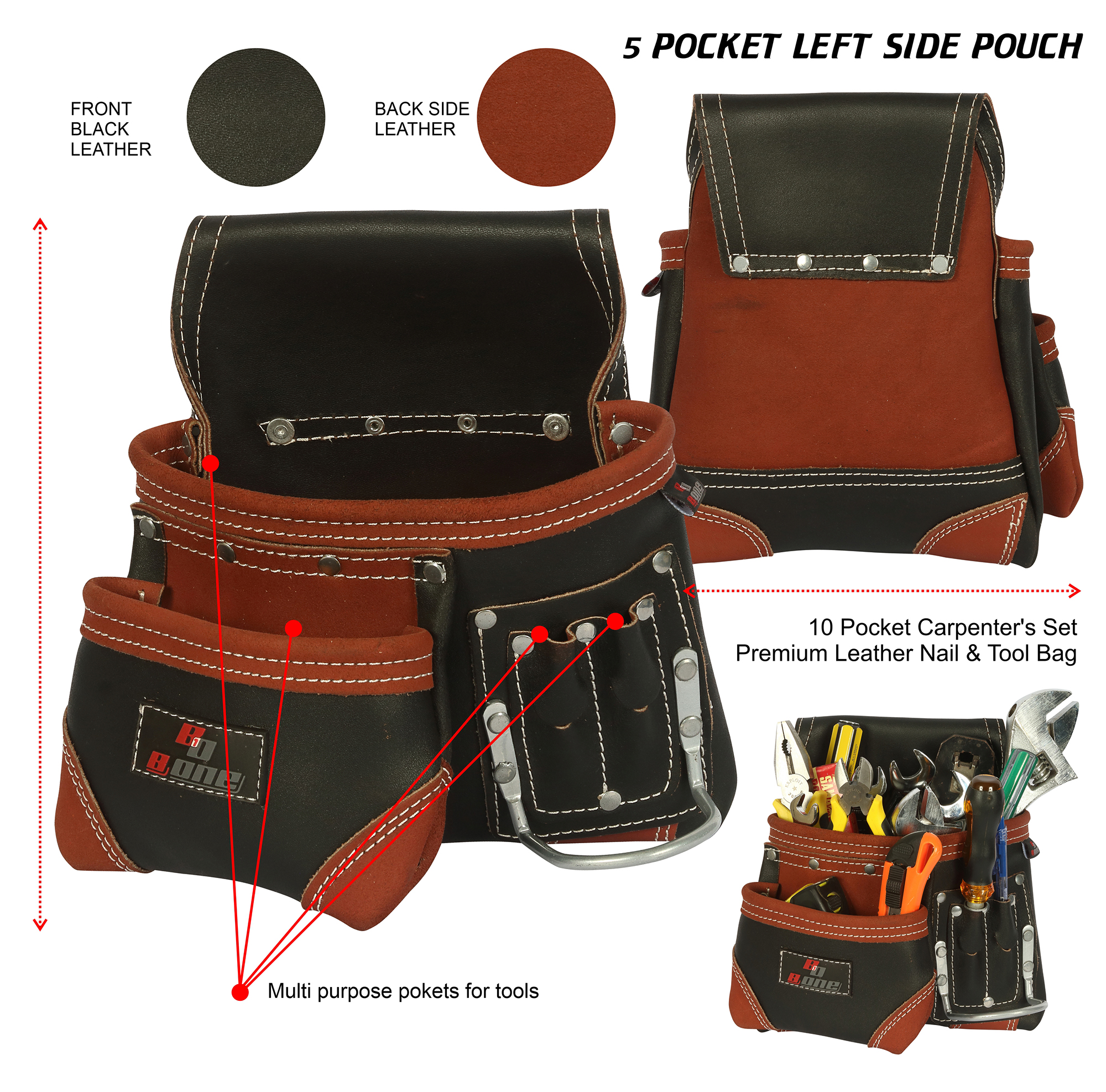 B One - Finished Leather tool pouch 