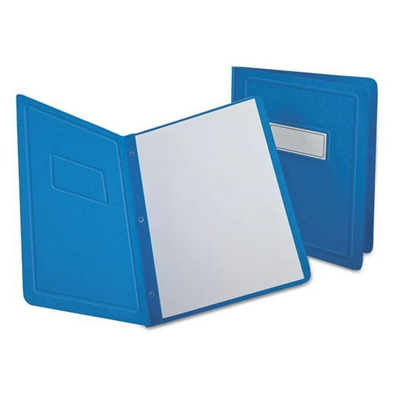 Title Panel And Border Front Report Cover, 3-Prong Fastener, Panel And Border Cover, 0.5" Cap, 8.5 X 11, Light Blue, 25/box | Bundle of 2 Boxes