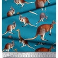 thumbnail image 2 of Soimoi Blue polyester Crepe Fabric Kangaroo & Giraffe Animal Printed Fabric 1 Yard 52 Inch Wide, 2 of 3
