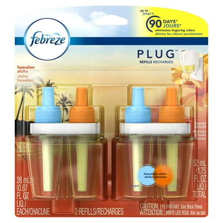 Febreze Plug In Scented Oil Air Freshener Refills, Hawaiian Aloha, 2 x 0.87 Fl Oz