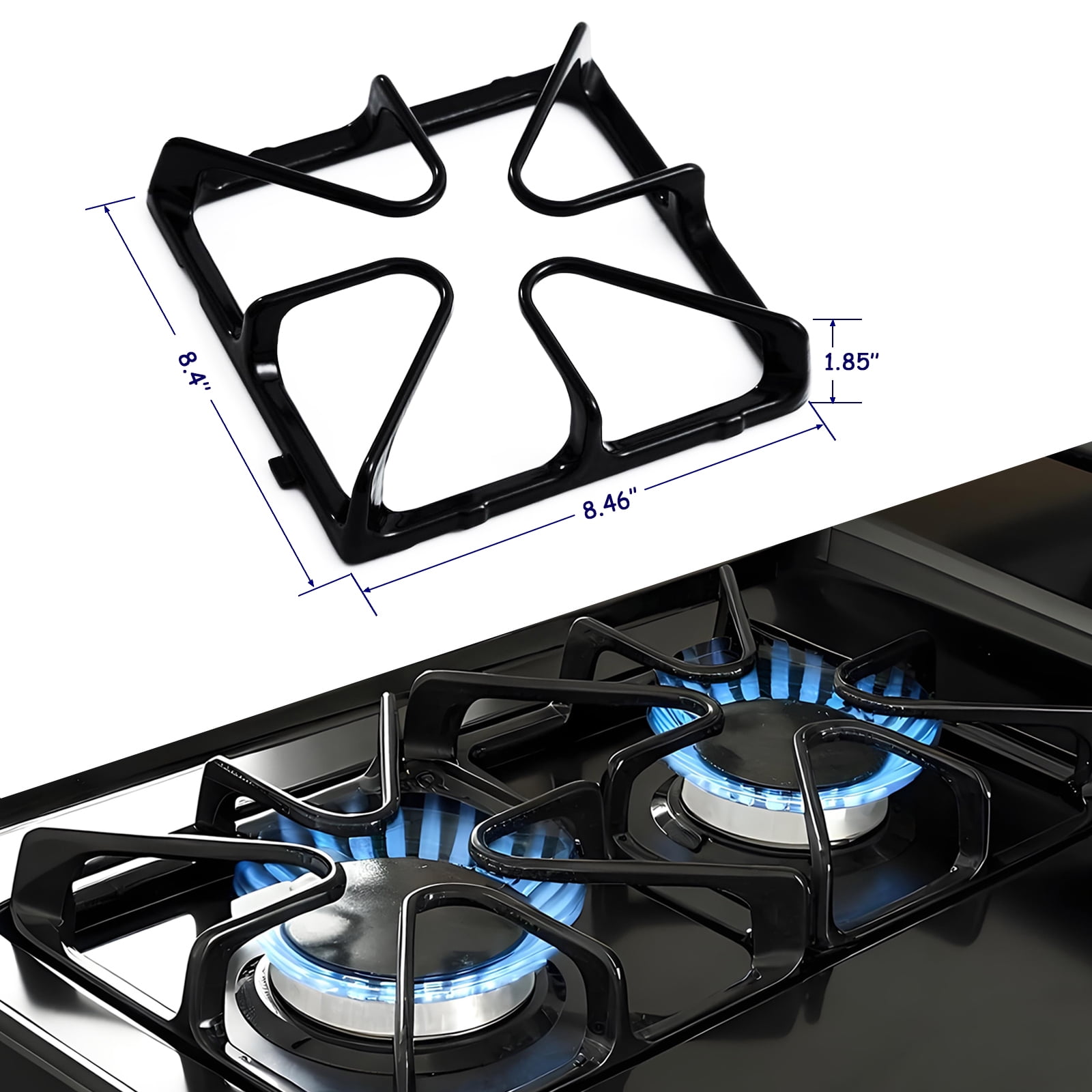 Burner Grate for WB31K10034 Stove Parts, 8.4’’ x 8.46’’ Stove Surface Top Grate, Cast Iron 4 Burner Stove Grate, 4 Pack Stove Accessories