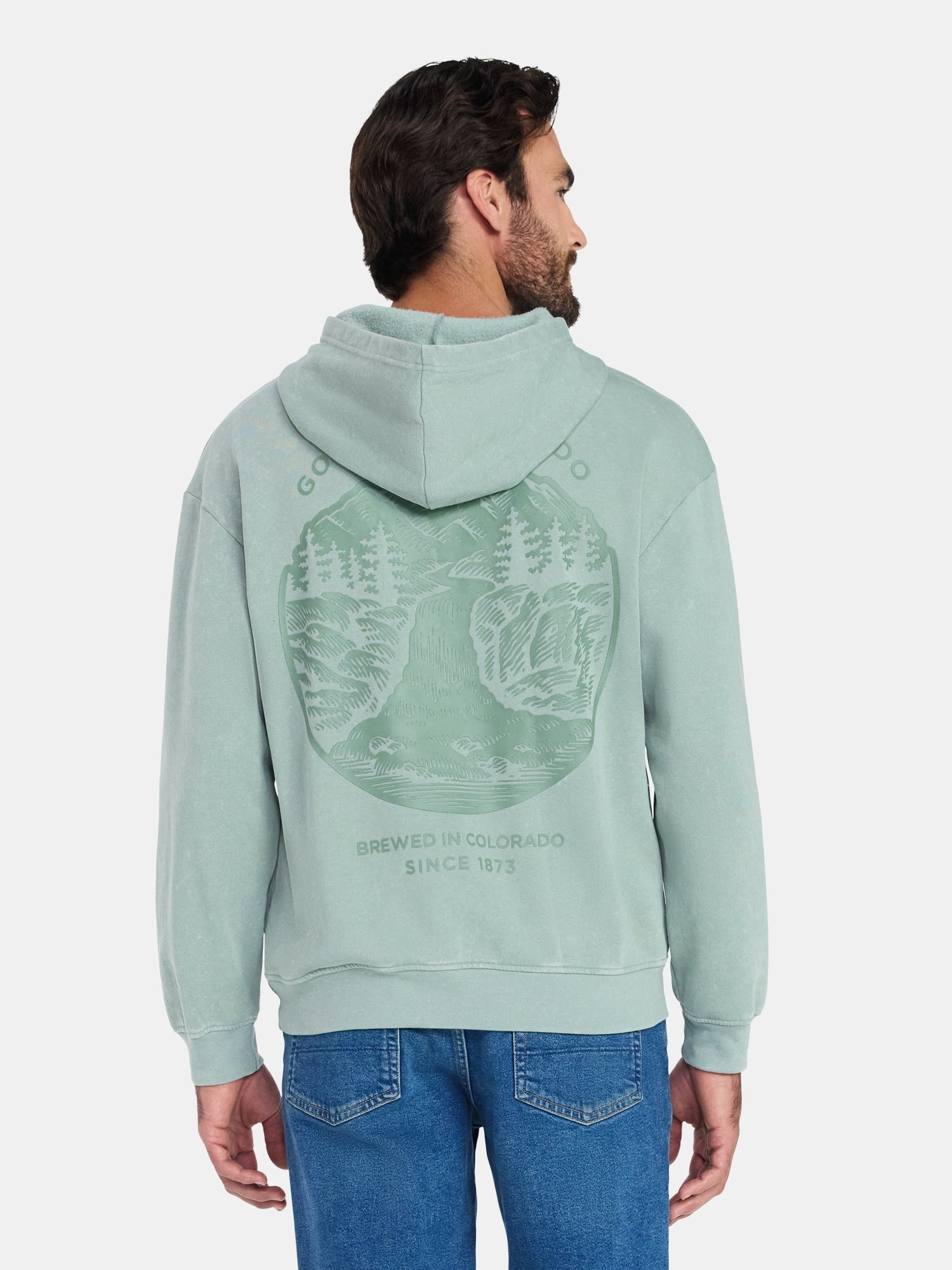 Coors Men's and Big Men's Front Back Graphic Mineral Wash Hoodie, Sizes XS-5XL