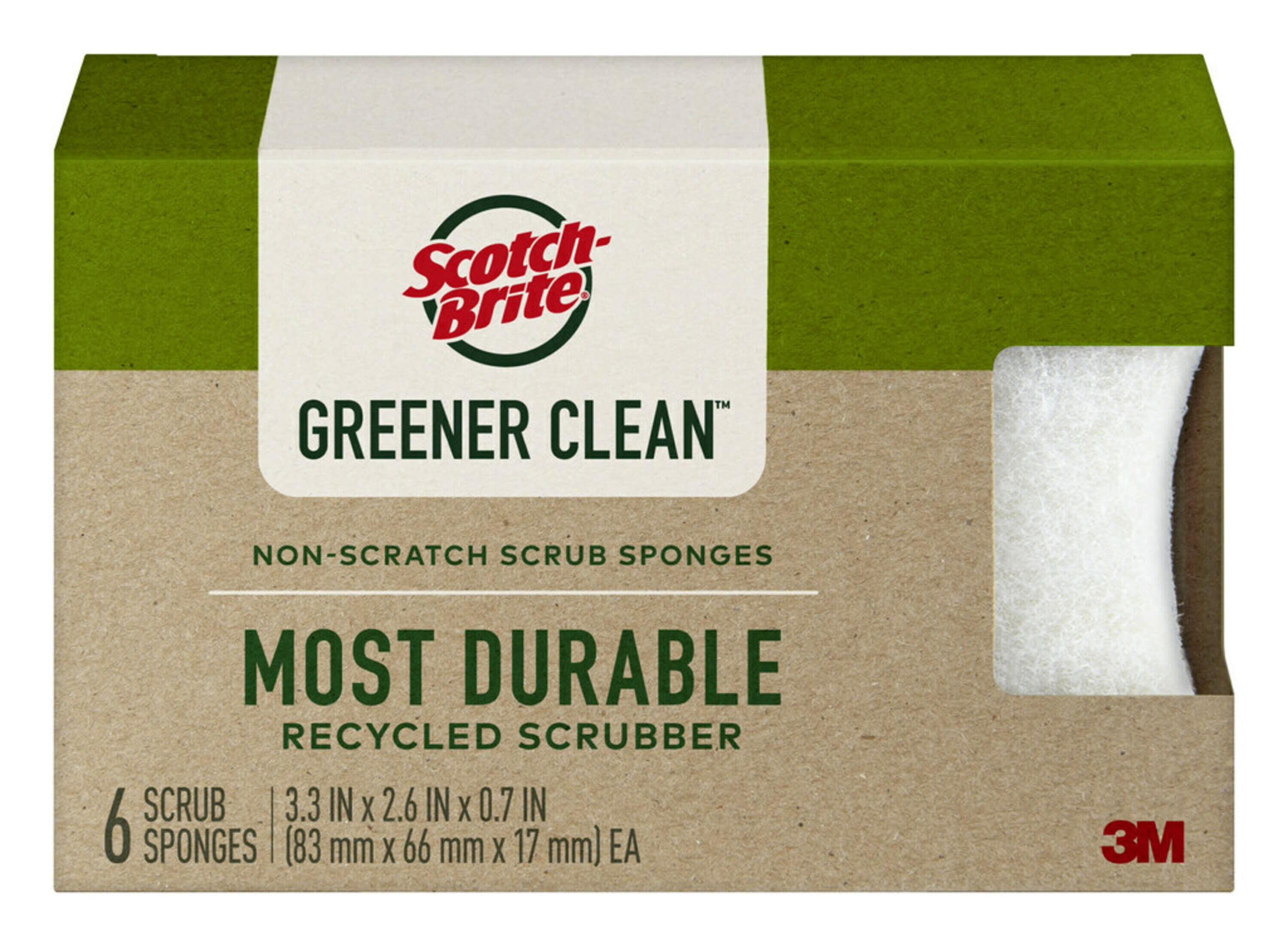 Scotch-Brite Greener Clean Non-Scratch Scrub Sponge, 6 Scrub Sponges, 1 ...