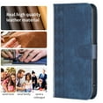 thumbnail image 4 of Dteck for Samsung Galaxy A22 5G Wallet Case, Grid Embossed Design Soft PU Leather Flip Folio Case with Card Holders Kickstand Shockproof TPU Inner Shell Phone Cover for Galaxy A22 5G,Blue, 4 of 7