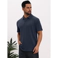 thumbnail image 4 of DARING DIVA Men's Jacquard Short Sleeve Button Down Collared Polo Shirts S Dark Blue, 4 of 7