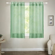 JUNELILY Sheer Window Panels For Home Decor Living Room Bedroom Privacy - Green 53 x 63"
