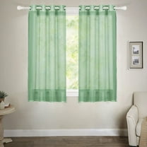 JUNELILY Sheer Window Panels For Home Decor Living Room Bedroom Privacy - Green 53 x 63"