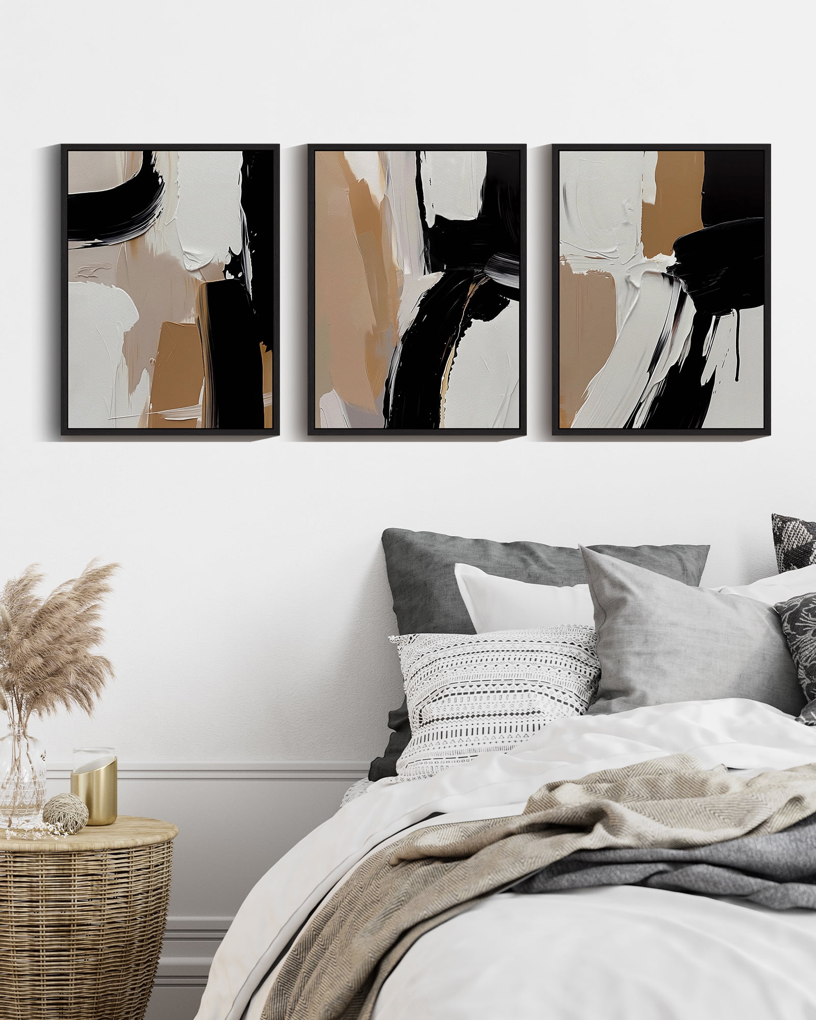 Drsoum Abstract Wall Picture Minimalism Wall Decor for Bathroom living room Office 11x14in3pcs Black Framed